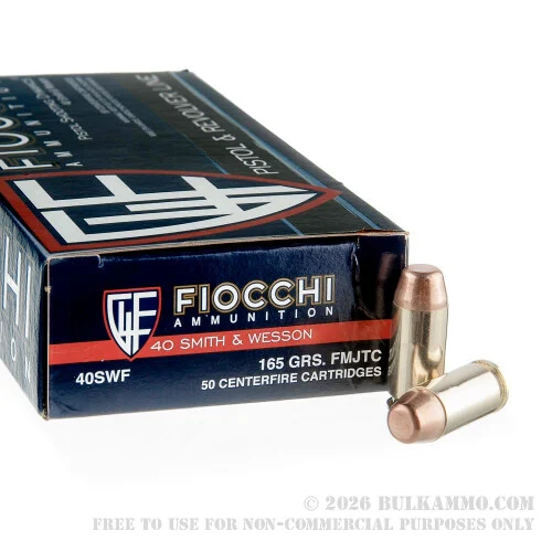 50 Rounds of .40 S&W Ammo by Fiocchi - 165gr FMJTC