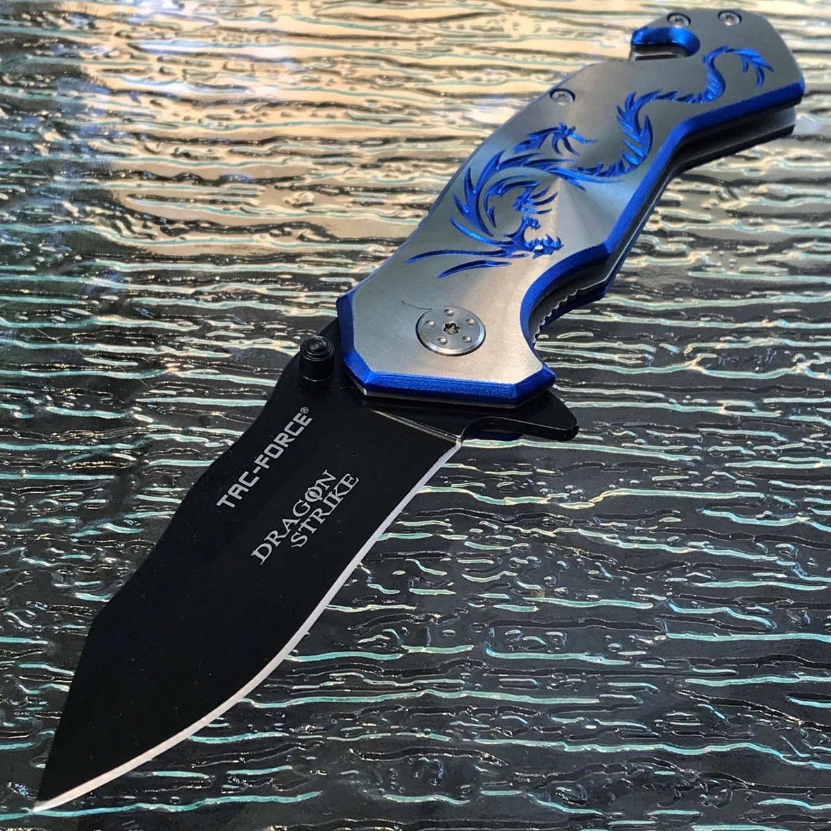 8.0″ Spring Assisted Tactical Blue Dragon Collector Fantasy Folding Pocket Knife
