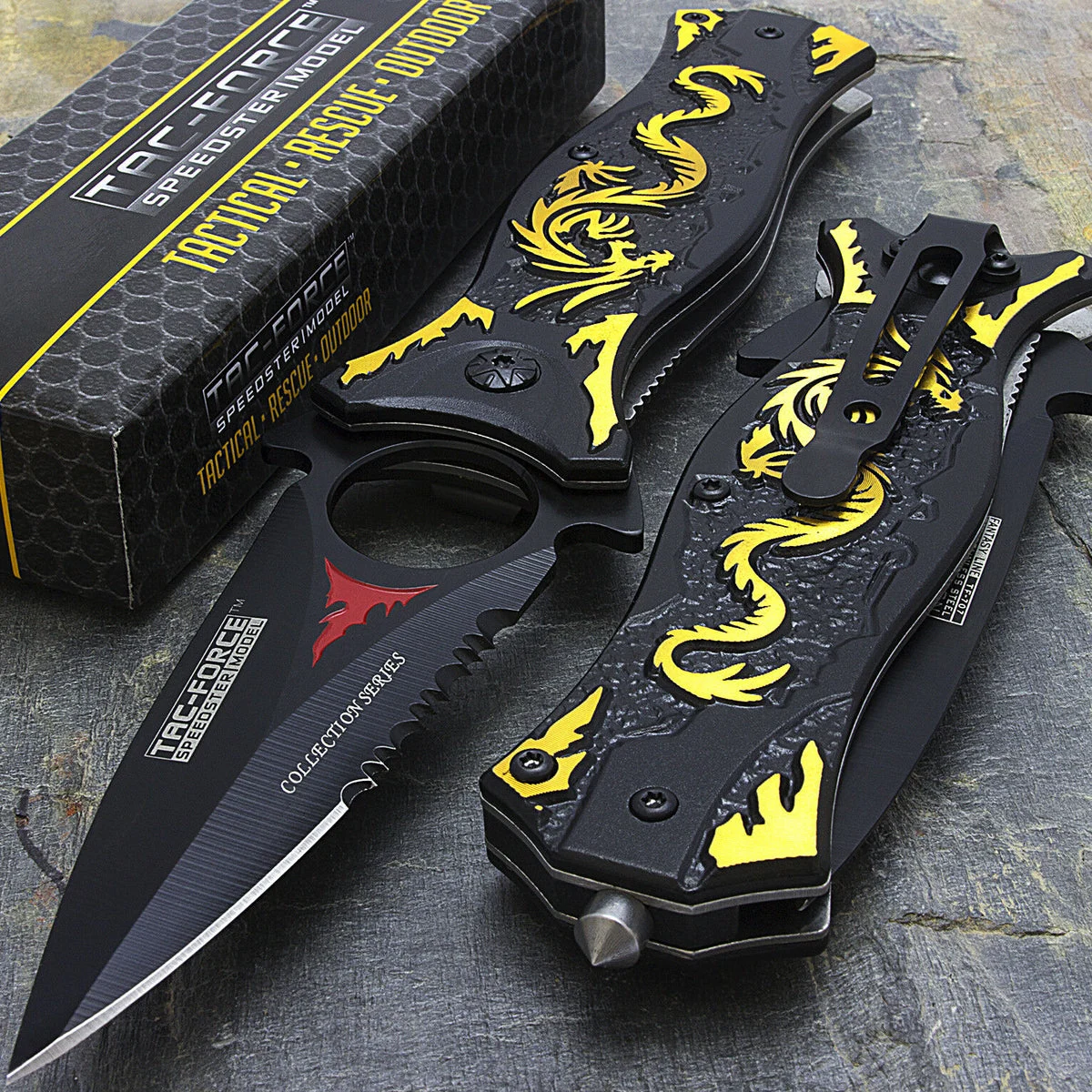 8.0″ TAC FORCE GOLD DRAGON FANTASY ASSISTED OPEN TACTICAL FOLDING POCKET KNIFE