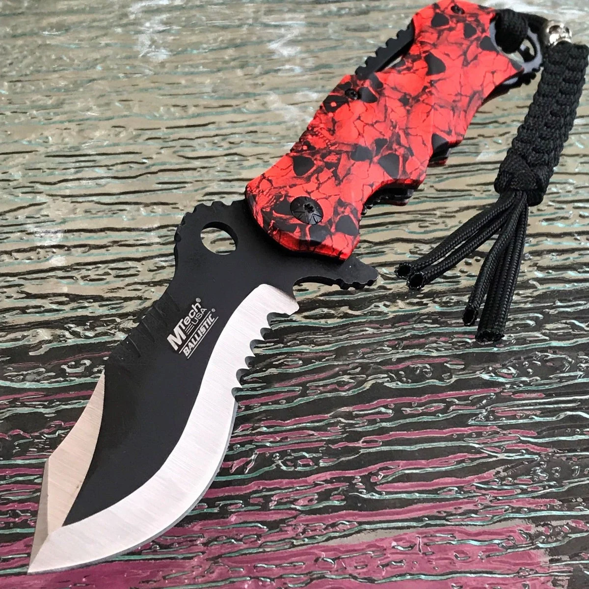 8.25″ MTech USA Spring Assisted Red Skull Zombie Fantasy Pocket Knife