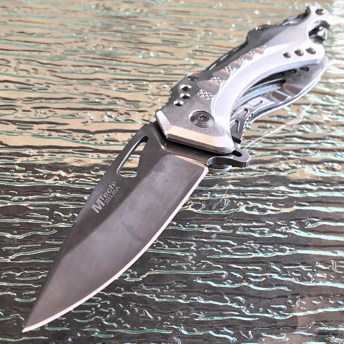 8.25″ MTech USA Tactical Silver Camping Pocket Knife (MT-A705SL)