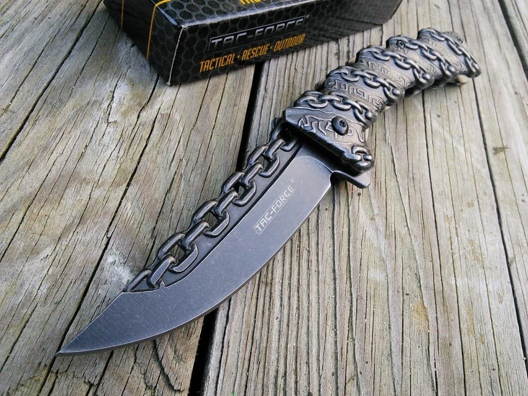 8.25″ TAC FORCE CHAIN SPRING ASSISTED Open Folding Pocket Knife Combat Tactical