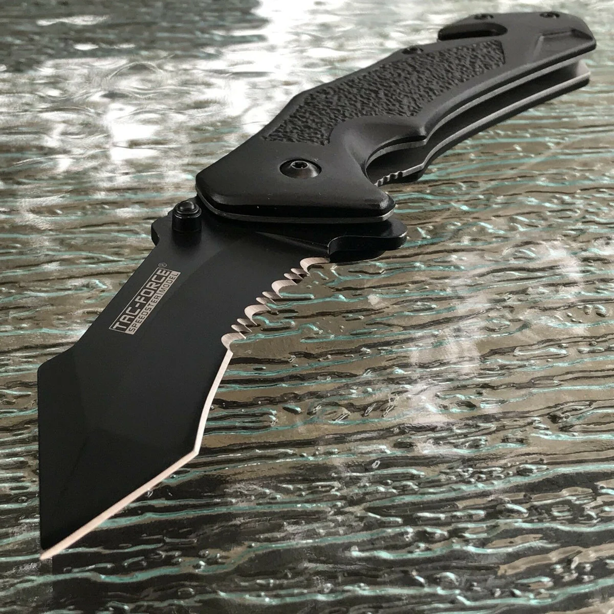 8.25″ Tac Force Tactical Black Curved Blade Assisted Pocket Knife