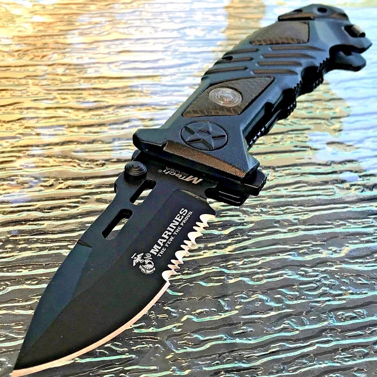 8.25″ USMC MARINES TACTICAL SPRING ASSISTED TACTICAL POCKET KNIFE Blade Folding