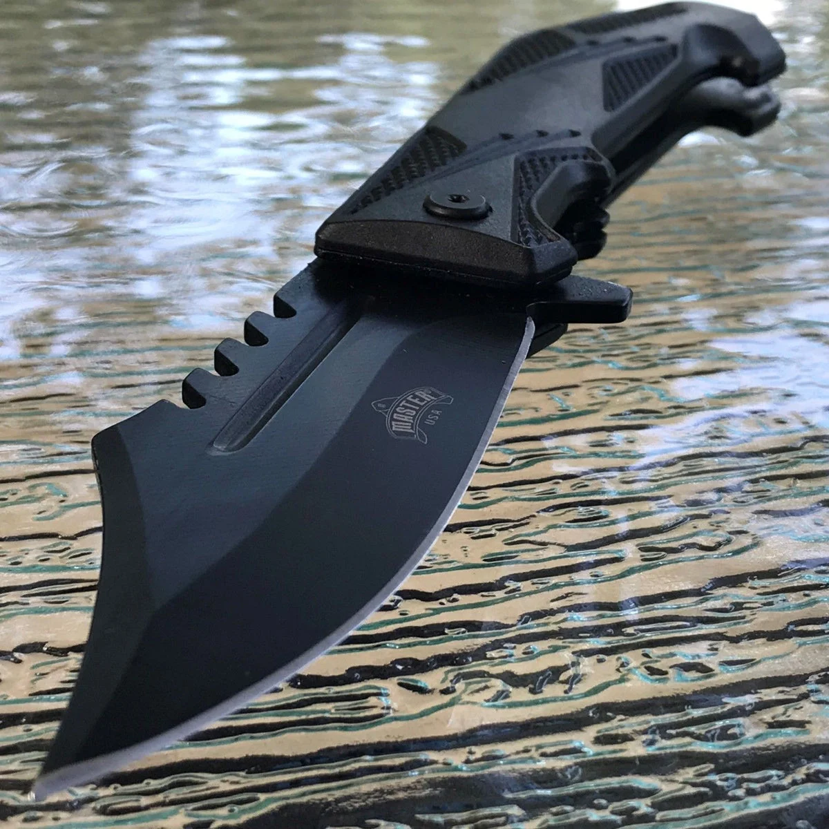 8.5″ Master USA Black Spring Assisted Tactical Folding Pocket Knife