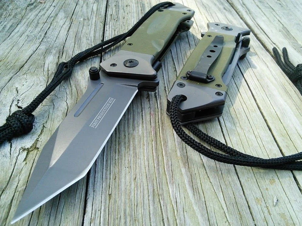 8.5″ Military Combat Green Tanto Tactical Folding Rescue Pocket Knife