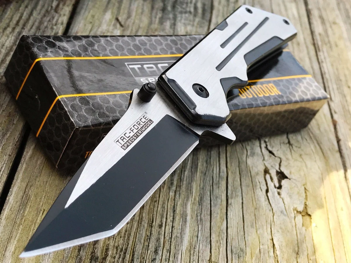 8.5″ Tac Force Modern Tanto Blade Black & Satin Folding Pocket Knife