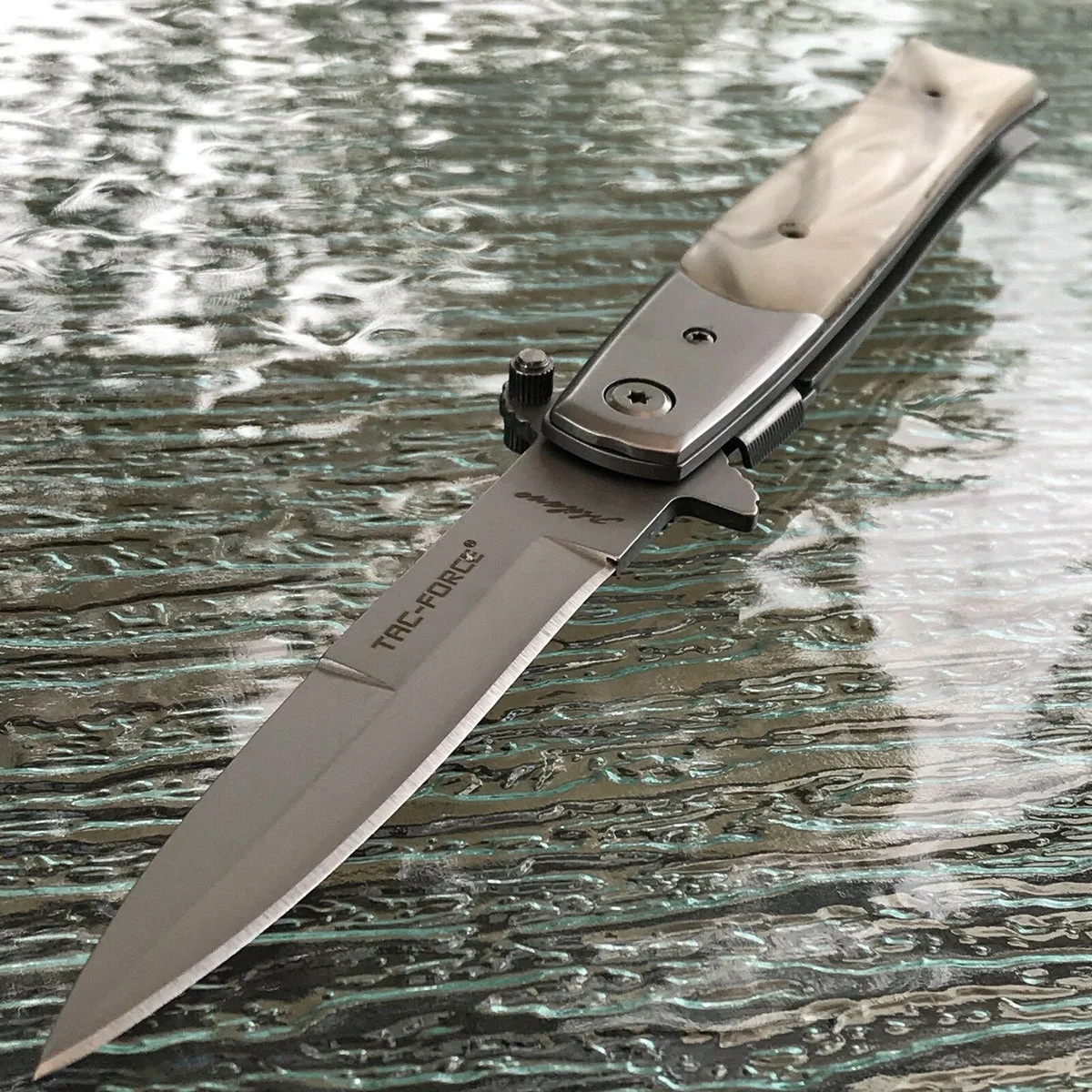 8.5″ TAC FORCE SPRING ASSISTED TACTICAL PEARL STILETTO POCKET KNIFE Blade Assist
