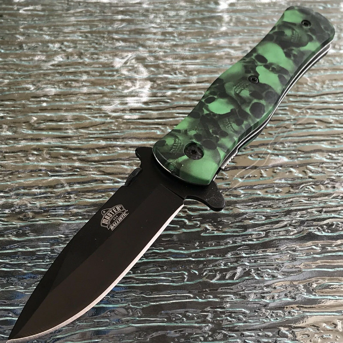 8″ Master USA Assisted Open Stonewashed EDC Pocket Knife MU-A006GN