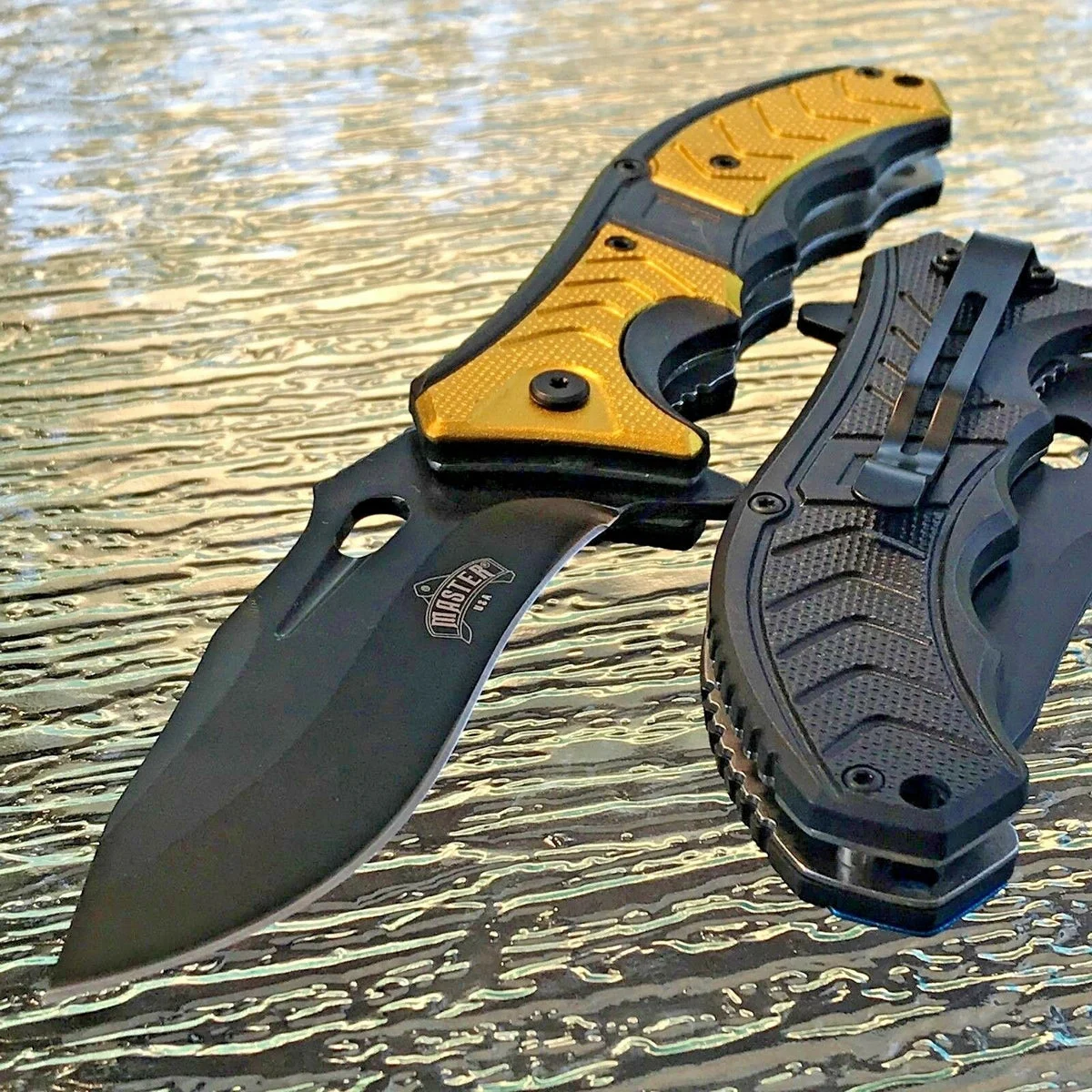8″ Master USA Assisted Open Stonewashed EDC Pocket Knife MU-A064YL