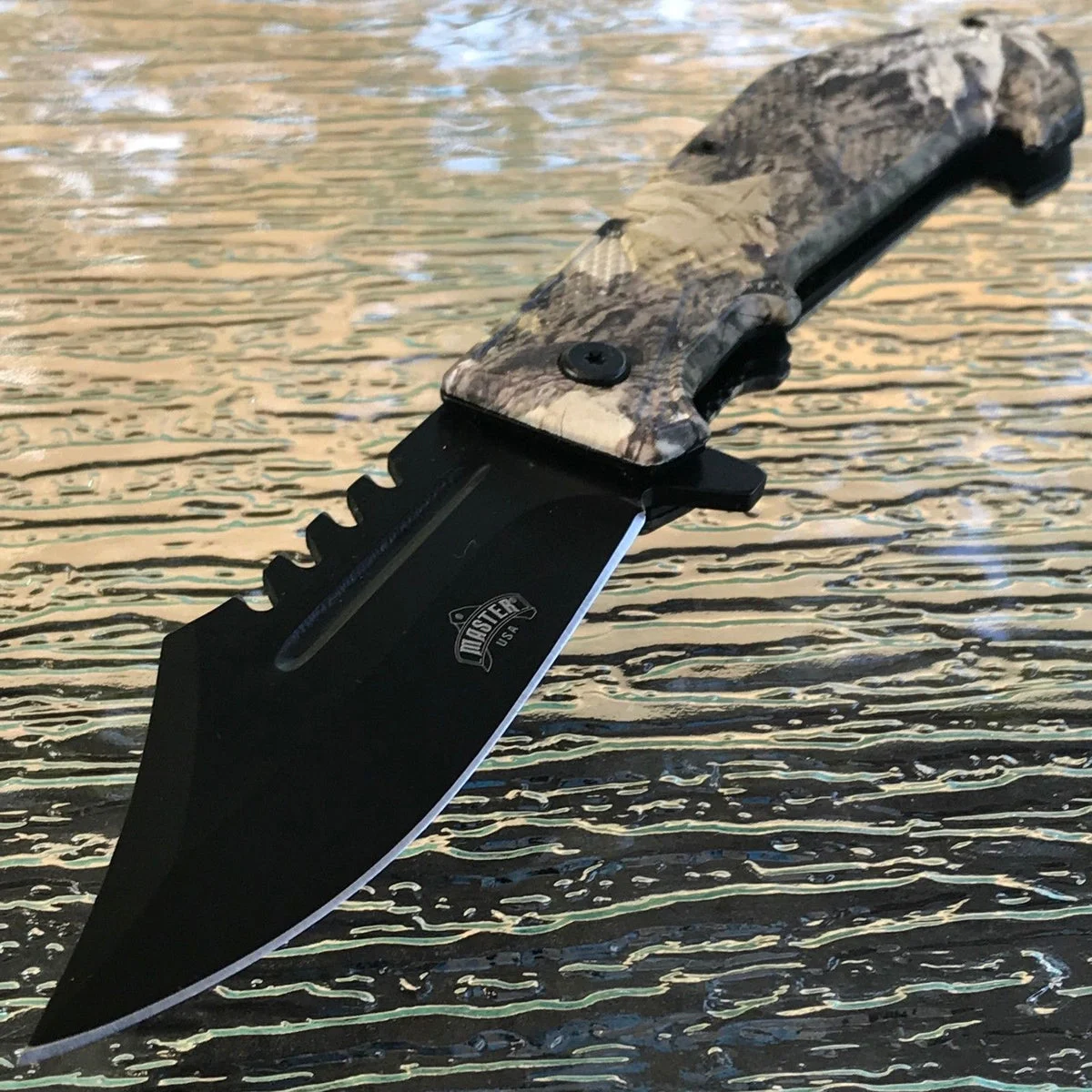 8″ Master USA Jungle Camo Hunting Pocket Knife (MU-A042CE)