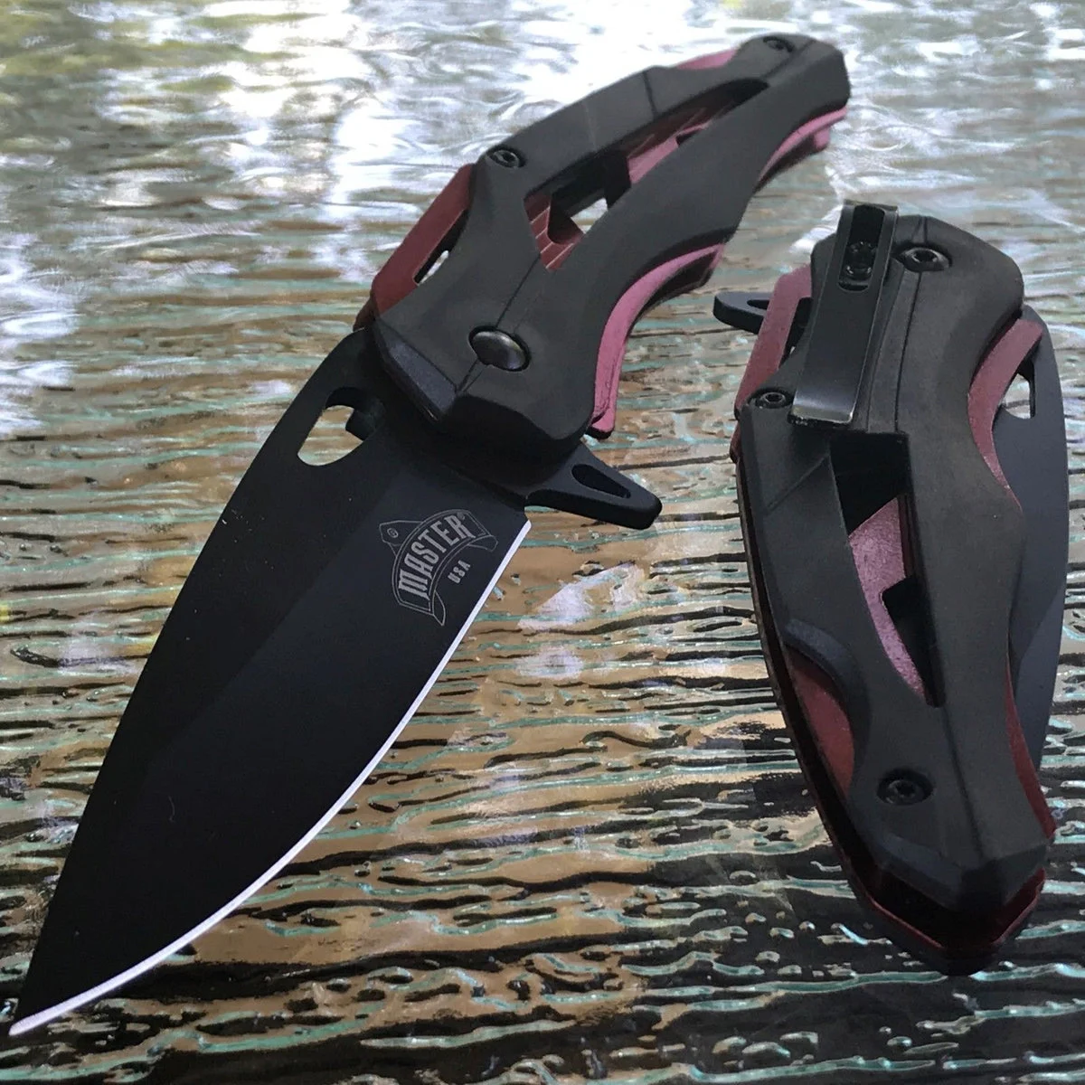8″ Master USA Spring Assisted Purple Tactical EDC Pocket Knife MU-A086