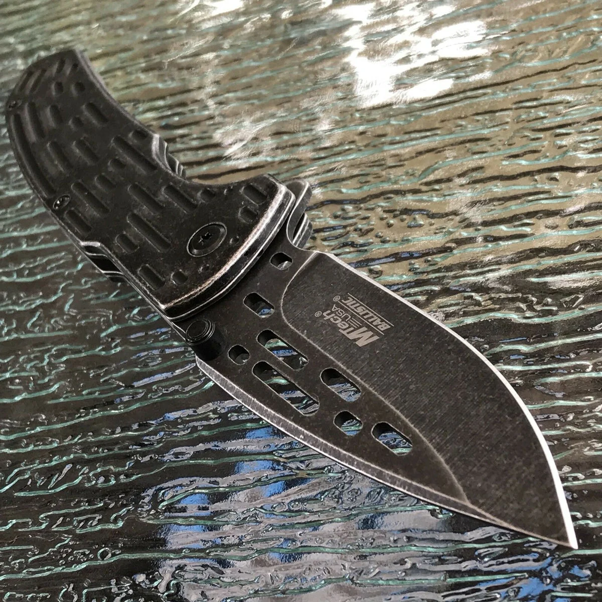 8″ MTECH ASSISTED TACTICAL STONE GRAY FOLDING POCKET KNIFE OPEN HEAVY DUTY