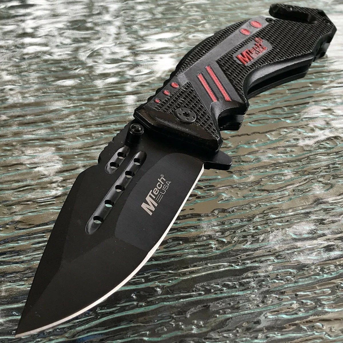 8″ MTech USA Assisted Tactical Black Red EDC Folding Pocket Knife