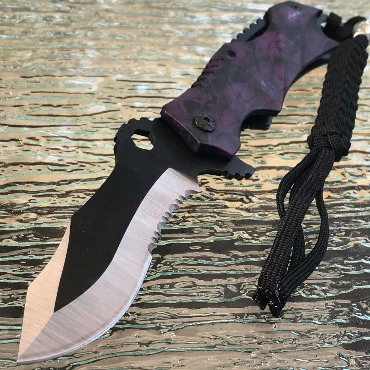 8″ MTech USA Ballistic Purple Skulls Assisted Folding Knives MT-A808BK