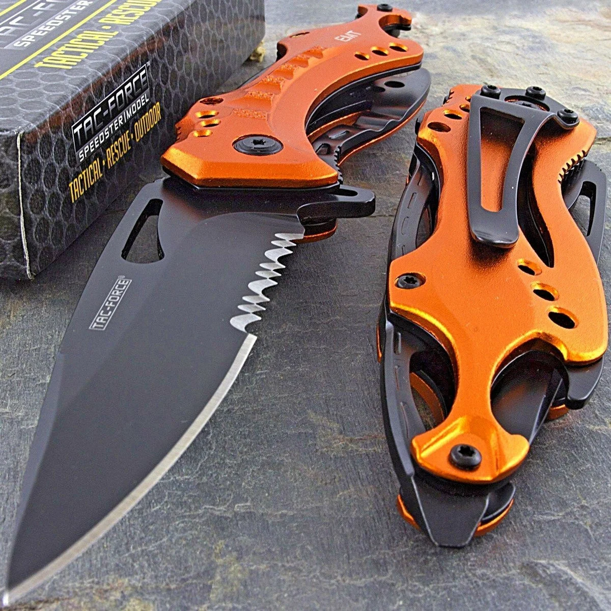 8″ Tac Force EMS EMT Rescue Spring Assisted Orange Pocket Knife TF-705EM
