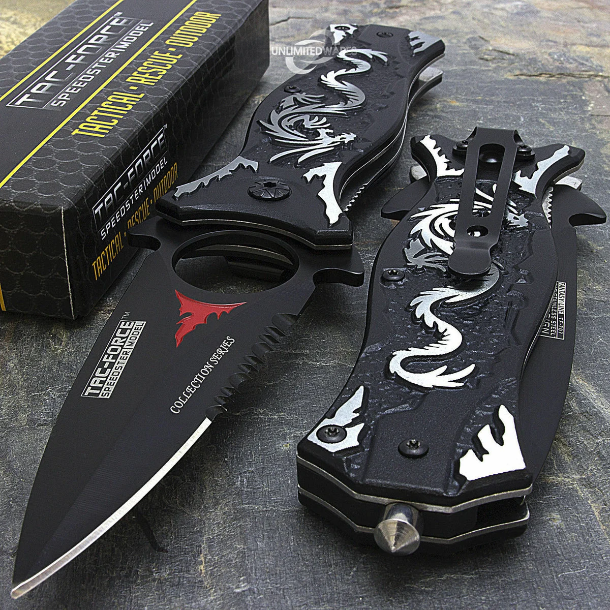 8″ Tac Force Gray Dragon Fantasy Pocket Knife (TF-707GY)