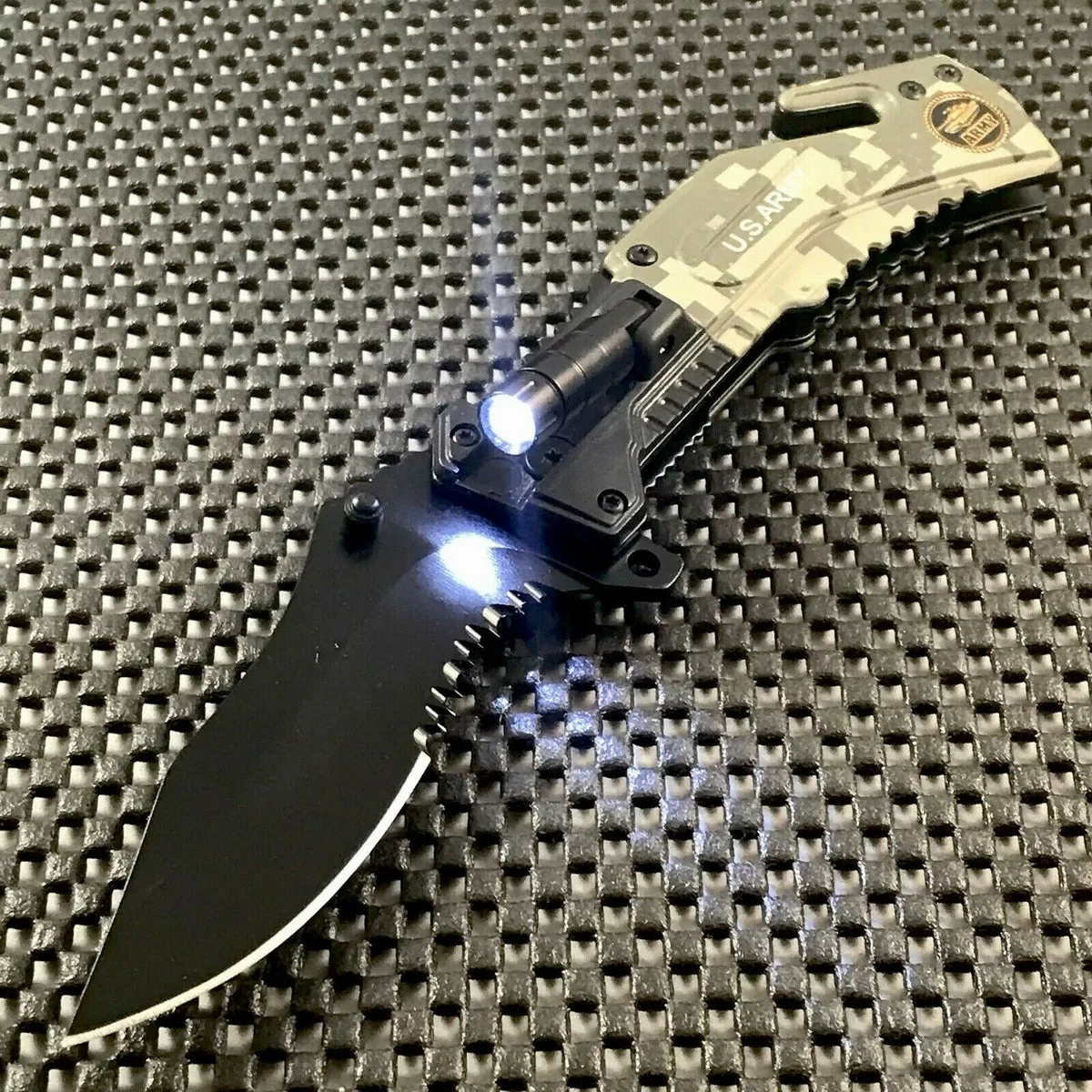 8″ Tac Force Tactical Rescue US Army Pocket Knife w/ LED Light