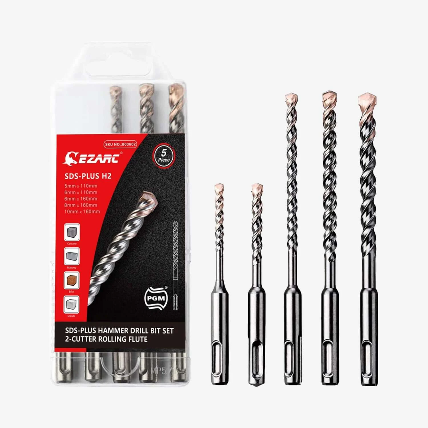 SDS-Plus Hammer Drill Bit for Reinforced Concrete/Masonry/Marble,4-Cutter Carbide Tips