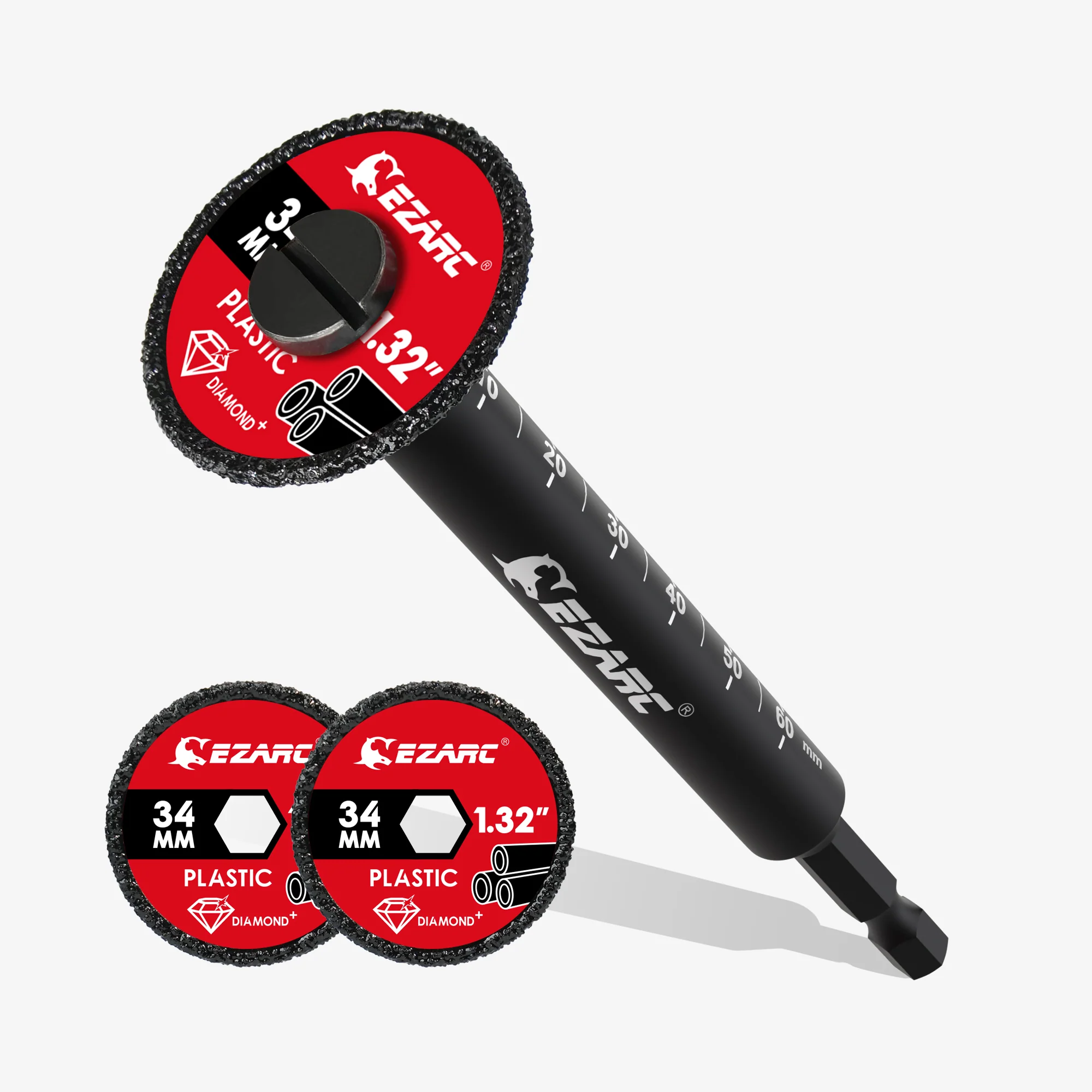 EZARC Inside Pipe Cutter for PVC Pipe, Pipe Cutter with Replaceable Diamond Grit Blades, 2-1/2″ Cutting Depth 1/4″ Hex Shank, 1.32″ Diameter Plumbing Tools for PVC, PPR & Plumbing Pipes, 2 Pack
