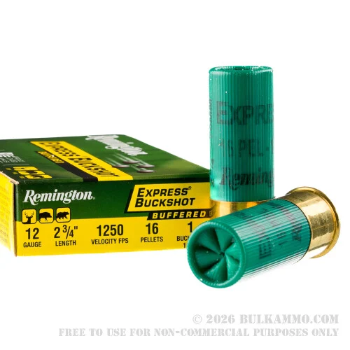 5 Rounds of 12ga Ammo by Remington Express -#1 Buck