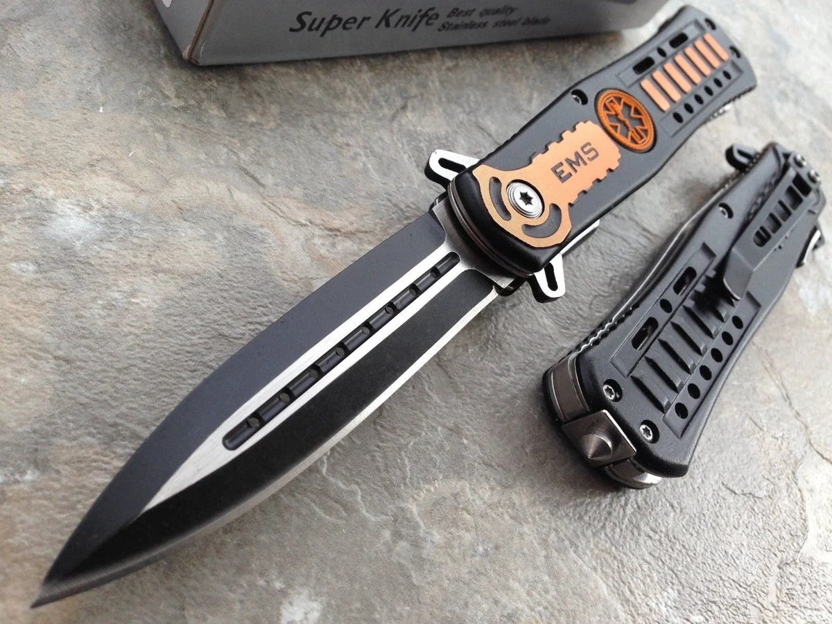 9″ Tac Force EMS Emergency Rescue Tan Stiletto Pocket Knife