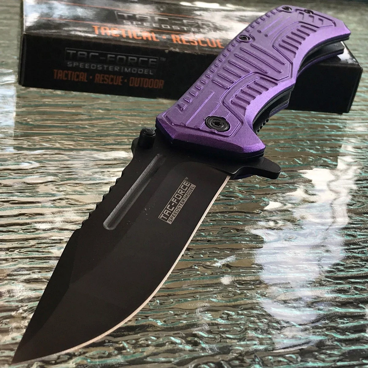 9″ Tac Force Speedster Model Assisted Tactical EDC Purple Pocket Knife