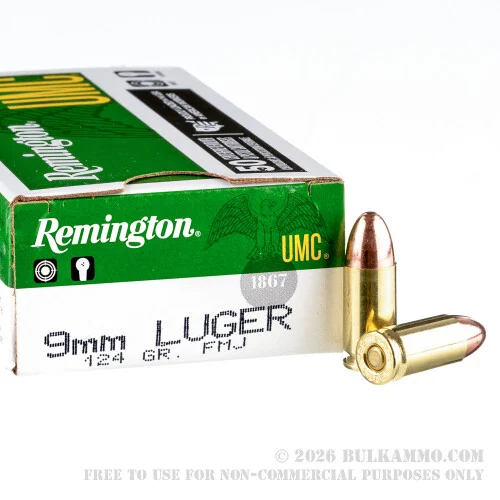 500Rounds of 9mm Ammo by Remington - 124gr MC