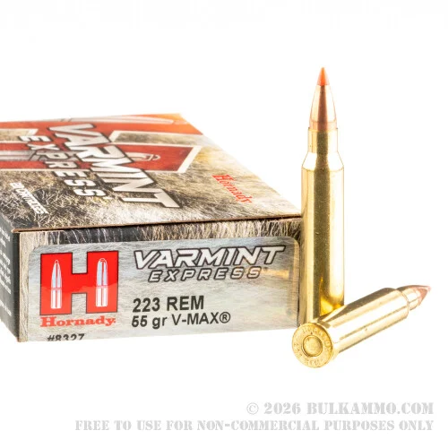 20 Rounds of .223 Ammo by Hornady - 55gr V-Max