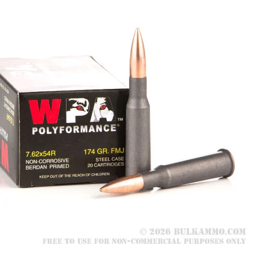500Rounds of 7.62x54r Ammo by Wolf - 174gr FMJ
