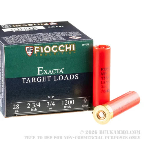 250 Rounds of 28ga Ammo by Fiocchi -#9 shot