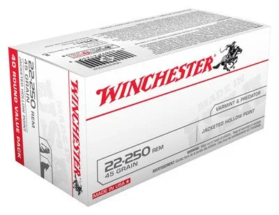 Winchester USA222502 USA Jacketed Hollow Point JHP 45 Grain .22-250 Remington