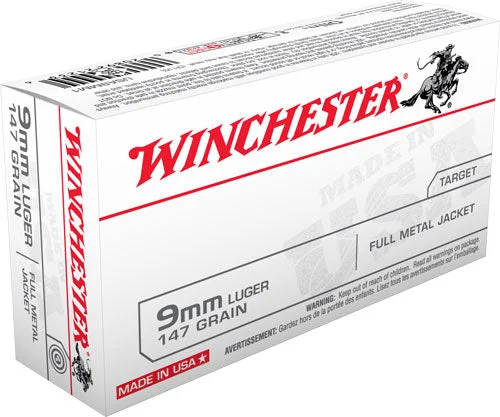 Winchester USA9MM1 USA Full Metal Jacket Flat Nose FMJFN 147 Grain 9mm Luger/Parabellum