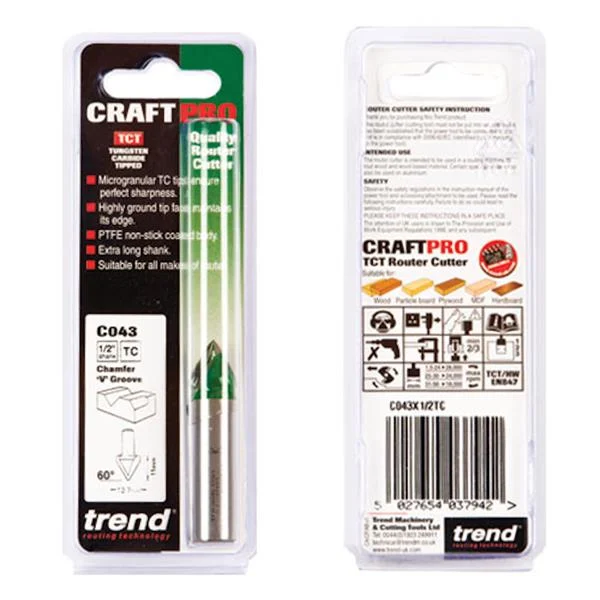 TrendChamfer V groove cutter angle=60 degrees – C043X1/2TC