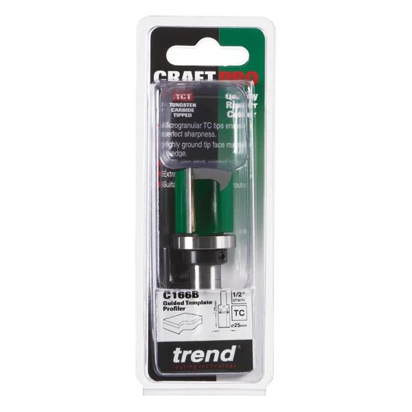 TrendCraftPro 1/2inBearing Guided Profiler 25mm dia x 25mm cut depth- C166BX1/2TC