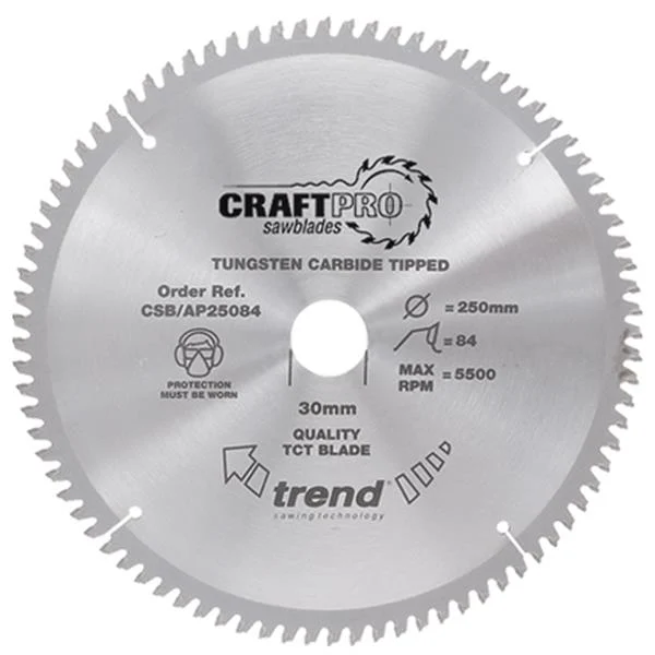TrendCraft Saw Blade Aluminium & Plastic – 254mm x 80 Teeth x 30mm – CSB/AP25480