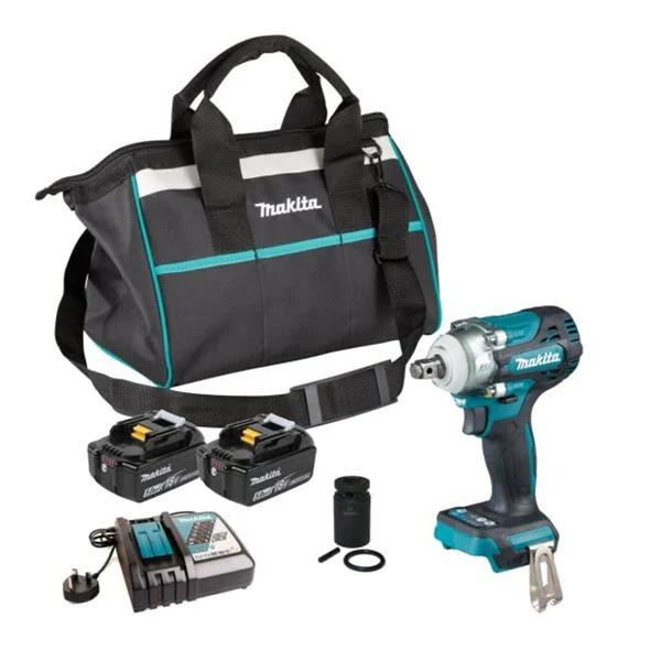 MakitaDTW300TX2 – 18v LXT Brushless 1/2″ Impact Wrench Inc 2x 5.0ah Batts In Tool Bag
