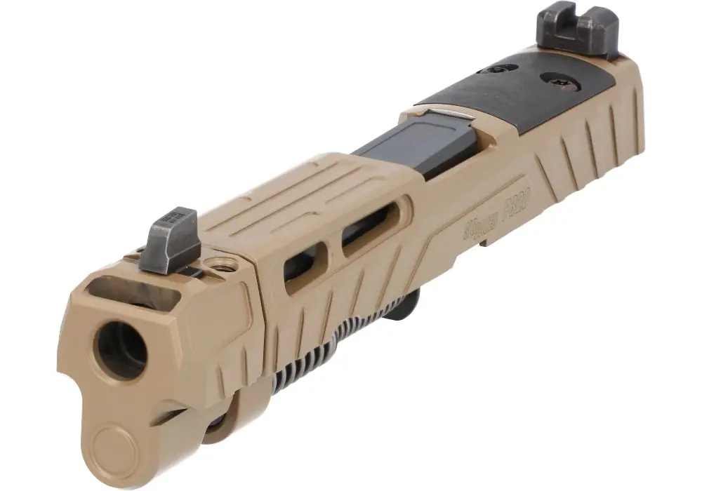 P320 SPECTRE COMP FULL-SIZE 9MM INTEGRATED COMPENSATOR 4.7″ COMPLETE SLIDE ASSEMBLY, OPTIC READY, COYOTE BROWN