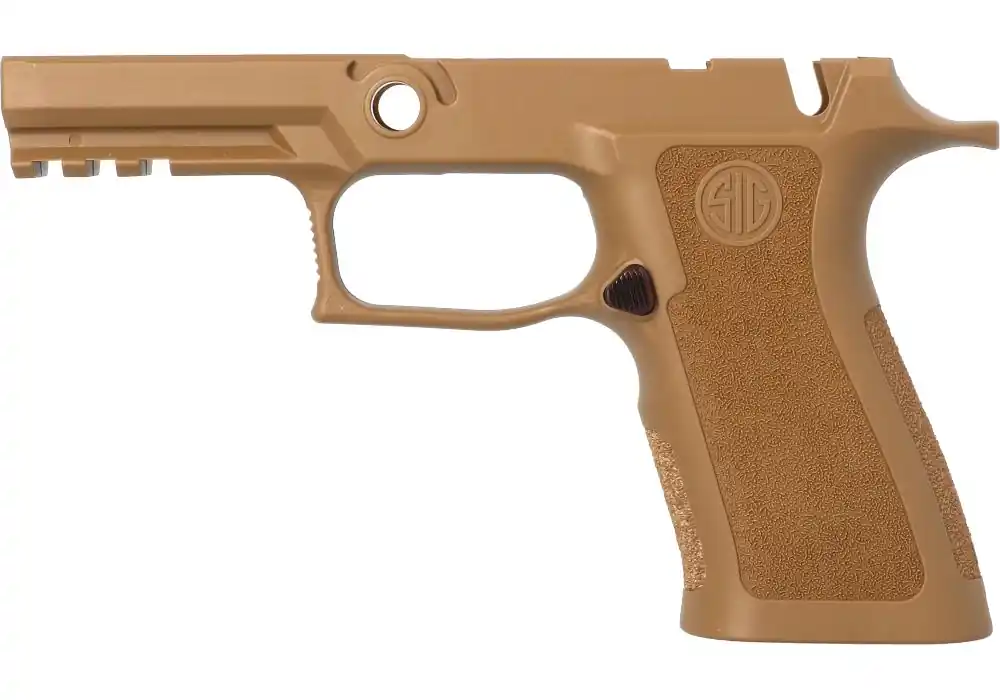 P320 M18 XCARRY 9MM/40/.357 MANUAL SAFETY GRIP MODULE – COYOTE TAN, MEDIUM GRIP (MAGWELL & WEIGHT COMPATIBLE)