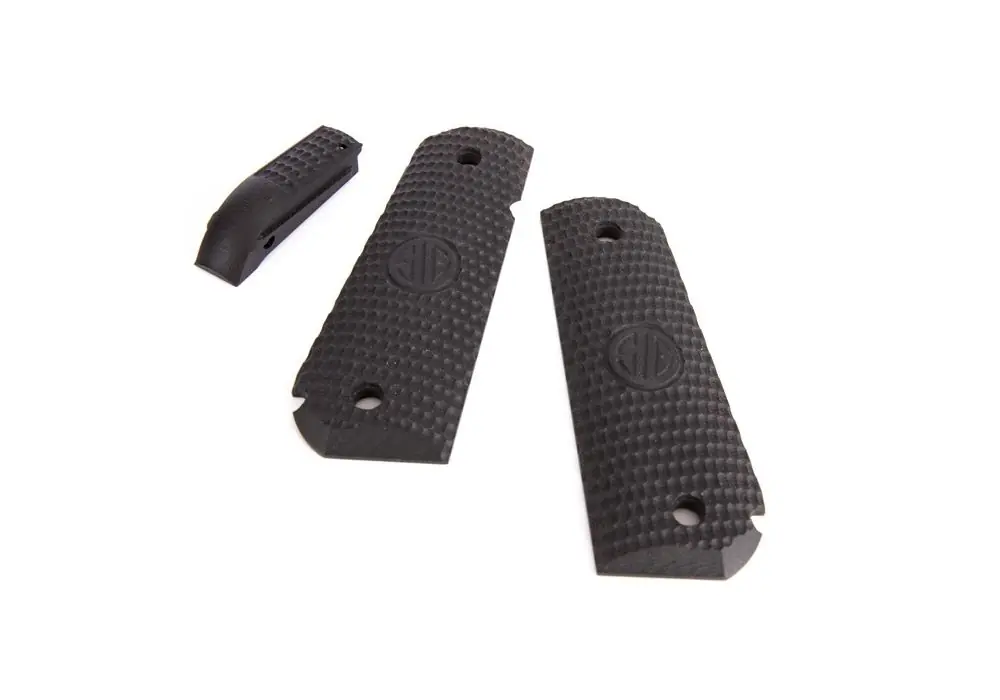 G10 BLACK PIRANHA GRIPS. 1911 FASTBACK FULL SIZE
