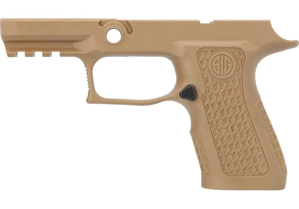 P320 XCOMPACT 9MM/40/.357 LASER ENGRAVED GRIP MODULE – COYOTE TAN, MEDIUM GRIP