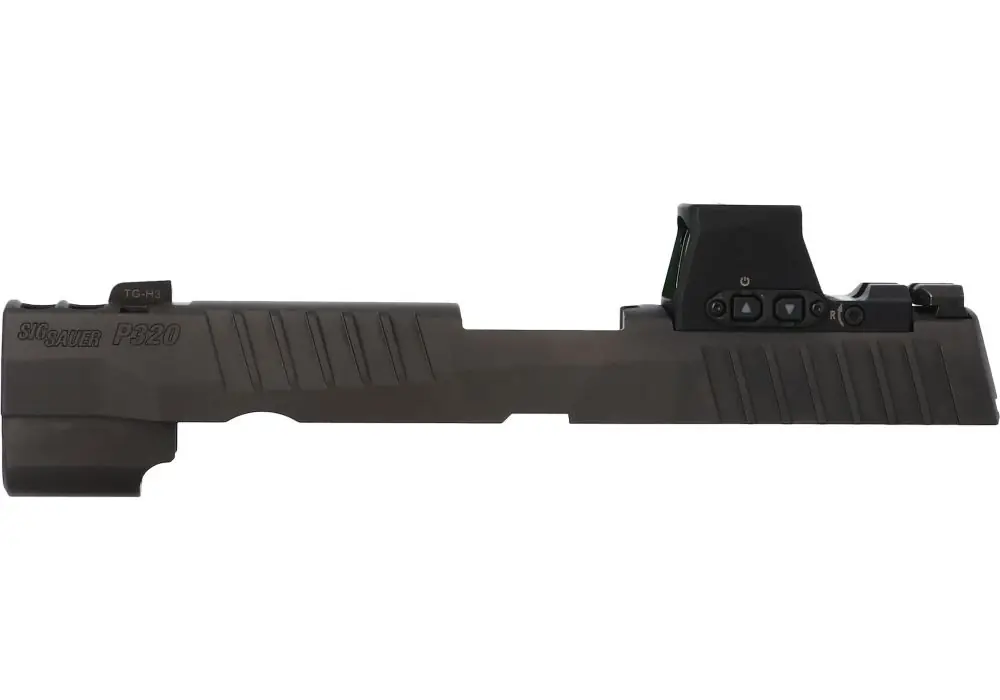 P320 FULL SIZE 9MM 3.9″ INTEGRATED COMPENSATOR SLIDE ASSEMBLY, ROMEO-X PRO, BLACK