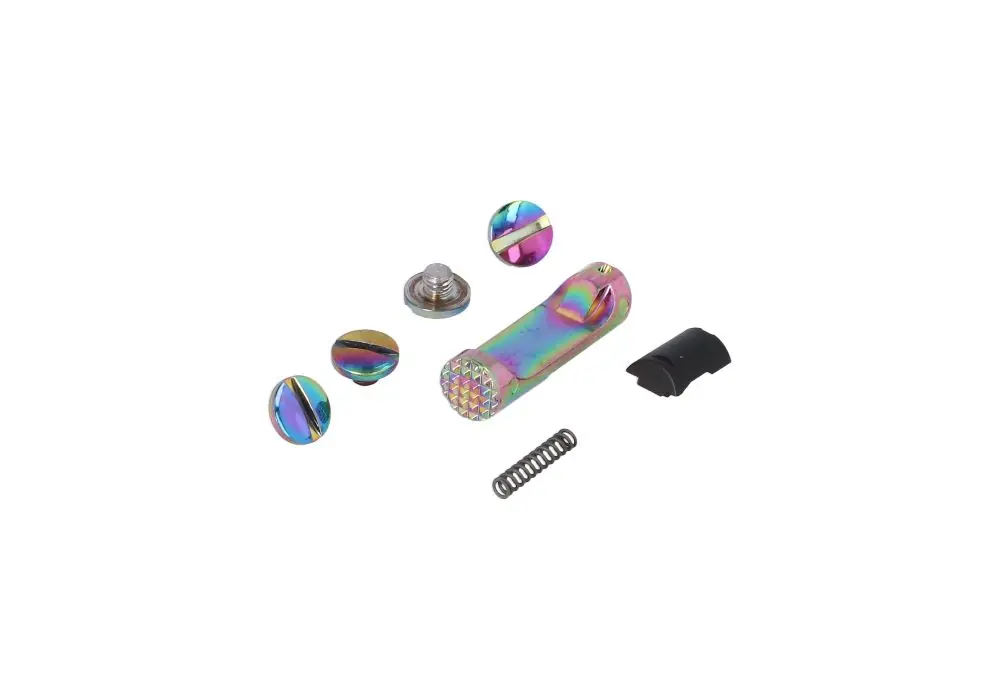 P320-AXG MAGAZINE CATCH PARTS KIT, HIGH POLISH RAINBOW