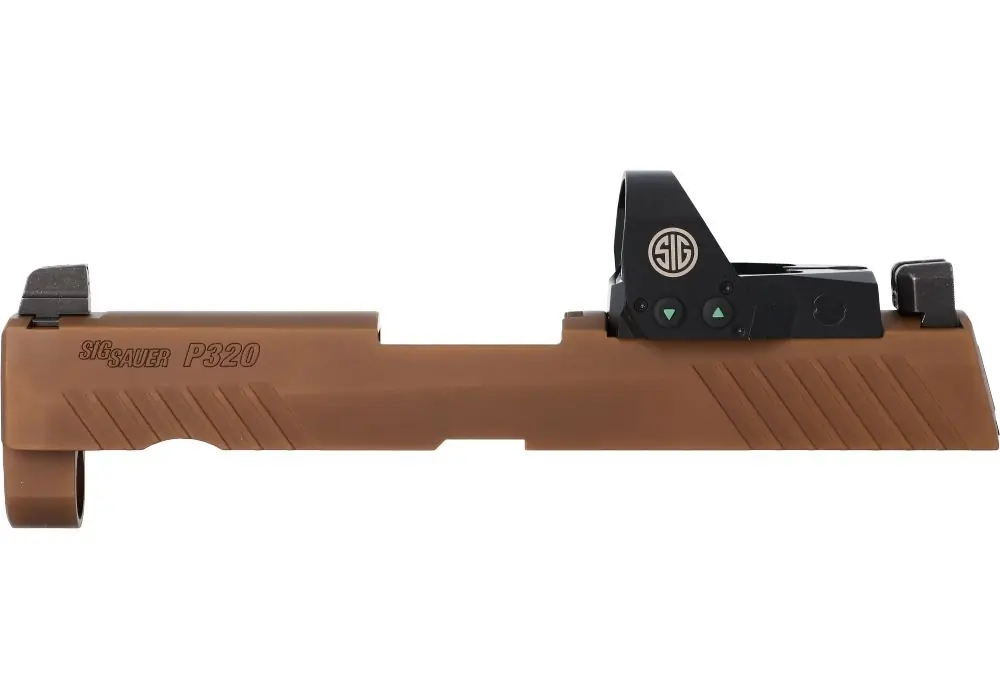 P320 CARRY/COMPACT 9MM 3.9″ SLIDE ASSEMBLY, ROMEO1, COYOTE BROWN