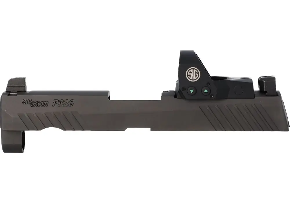 P320 CARRY/COMPACT 9MM 3.9″ SLIDE ASSEMBLY, ROMEO1, BLACK