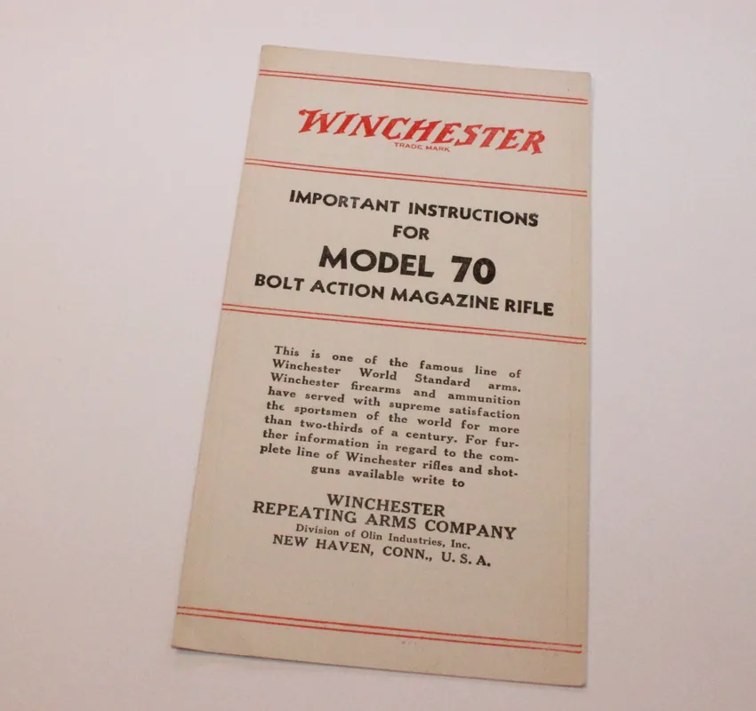 Winchester Model 70 “Important Instructions” English / Spanish Pamphlet