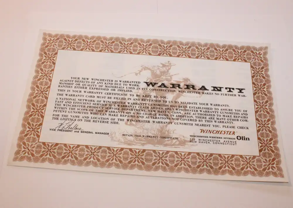Winchester Warranty Card