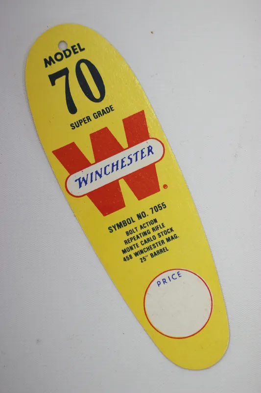 Winchester Model 70 Super Grade Hang Tag – Symbol No. 7055 – 458 Win Mag Alaskan