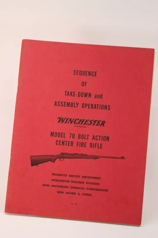 1958 Winchester Model 70 Take-Down and Assembly Operations Manual – ORIGINAL