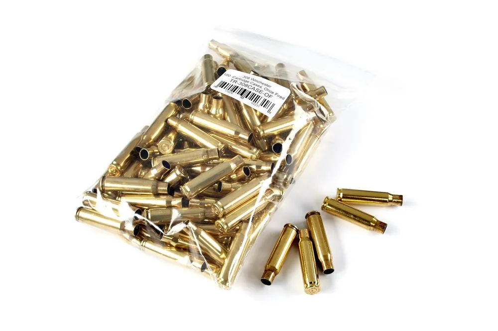 BRASS, .308 WINCHESTER, ONCE FIRED, 100/BAG